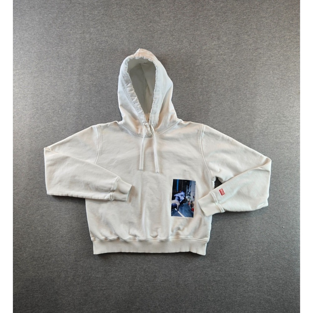 DIESEL Hoodie Womens Large White French Terry Inflatable Figures F-Reggy-Hood-L2